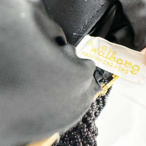 vintage Walborg black beaded Evening Chain Bag handbag purse Hong Kong - Picture 9 of 9